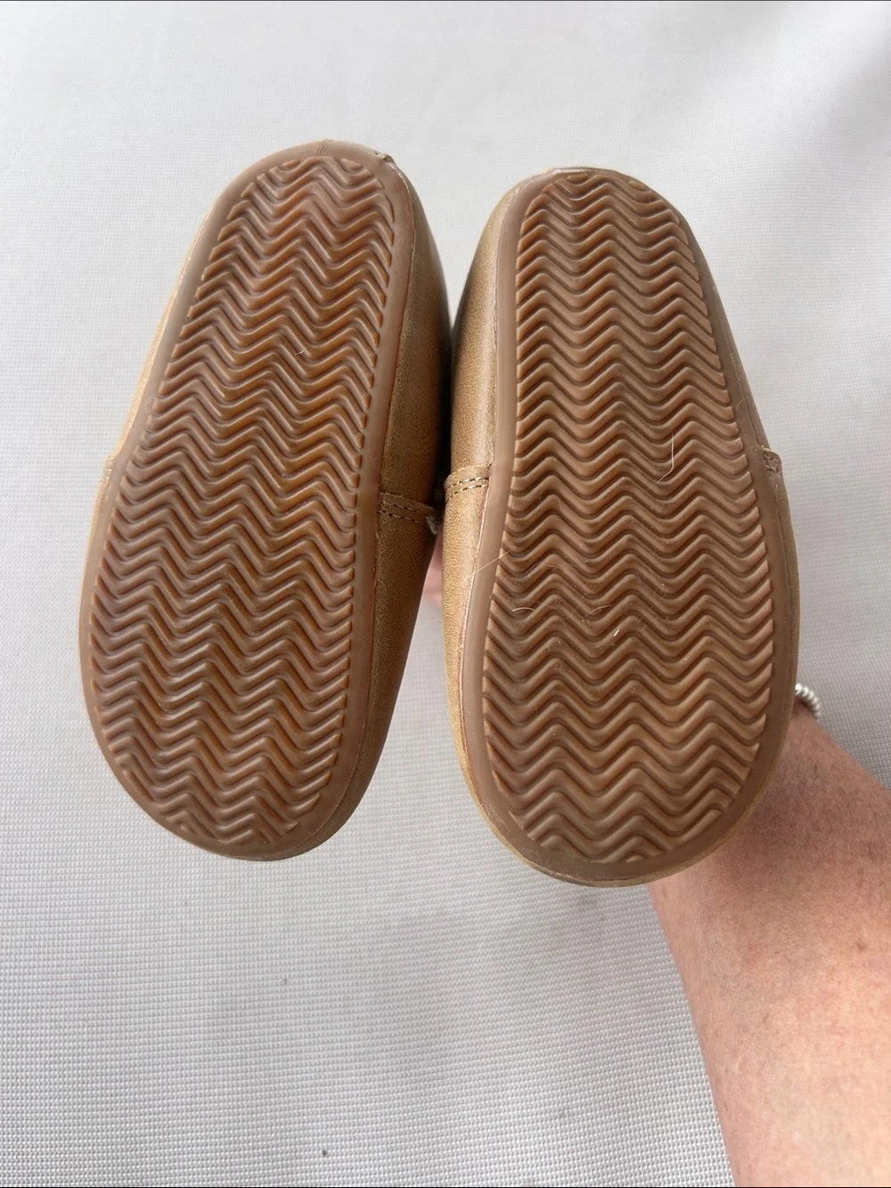 Baby Ruffle Slip-On Shoes in Tan